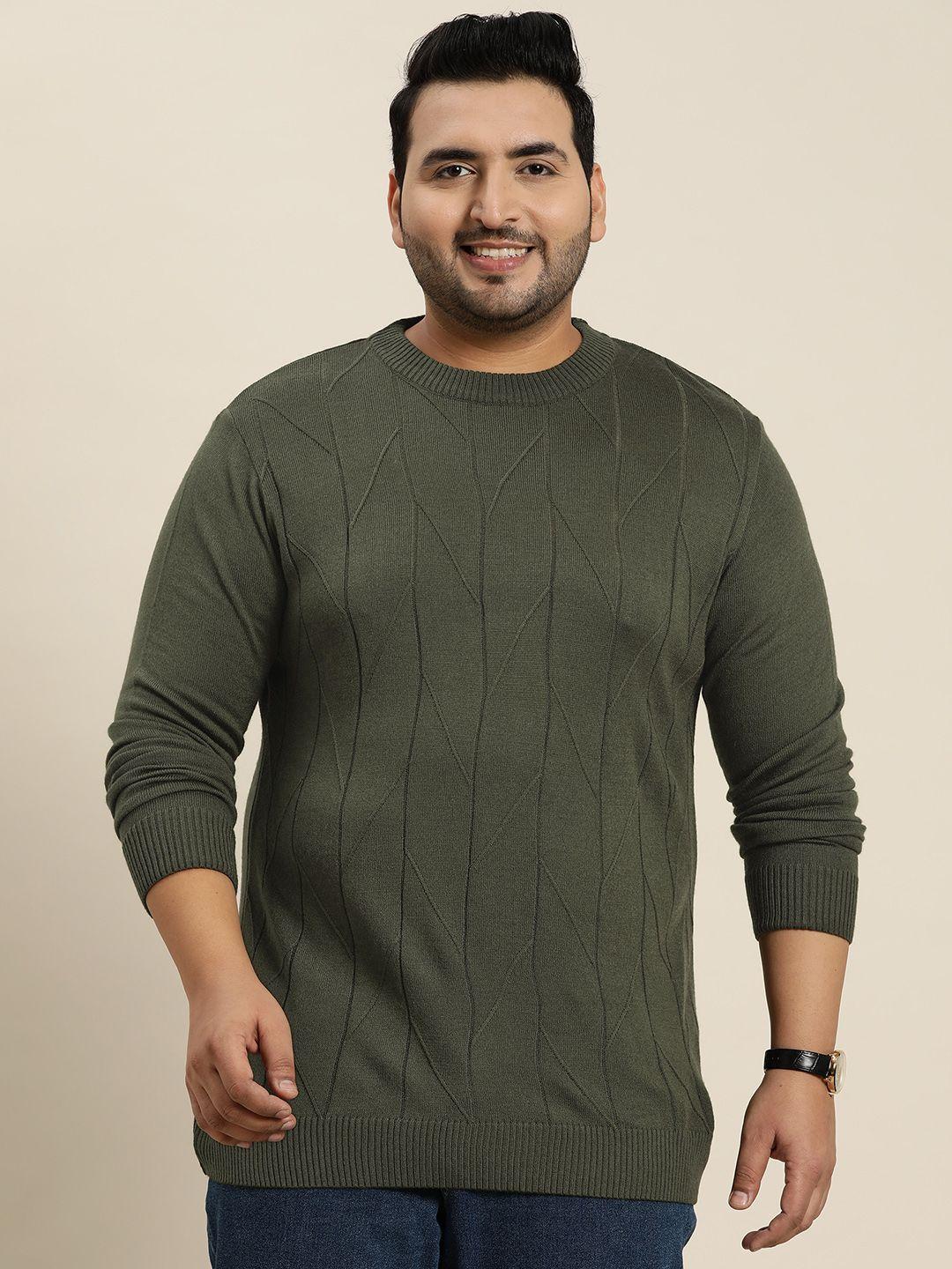 sztori plus size men acrylic geometric patterned pullover