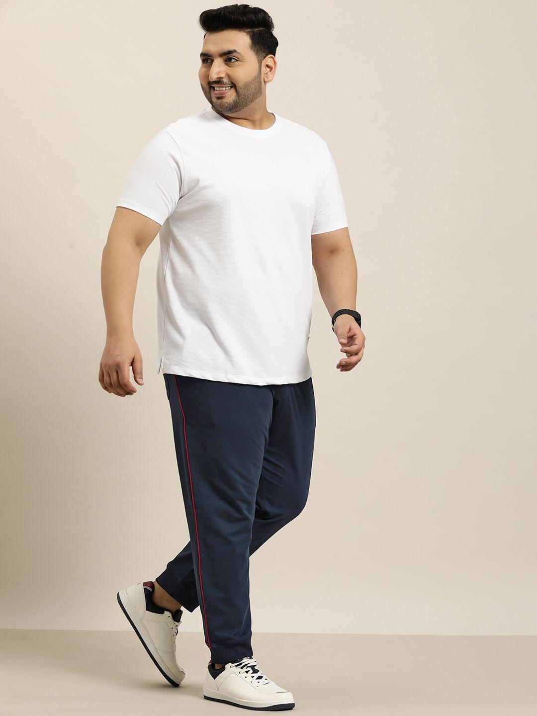 sztori plus size men contrast tipping cotton joggers