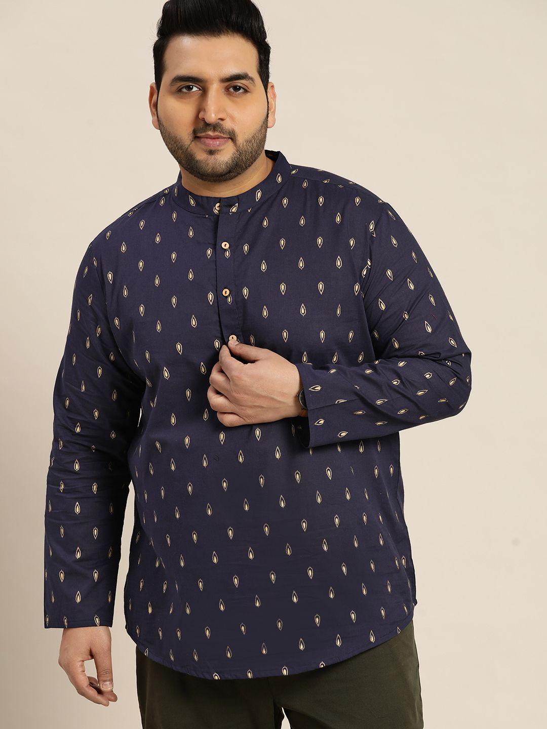 sztori plus size men pure cotton ethnic motifs printed kurta