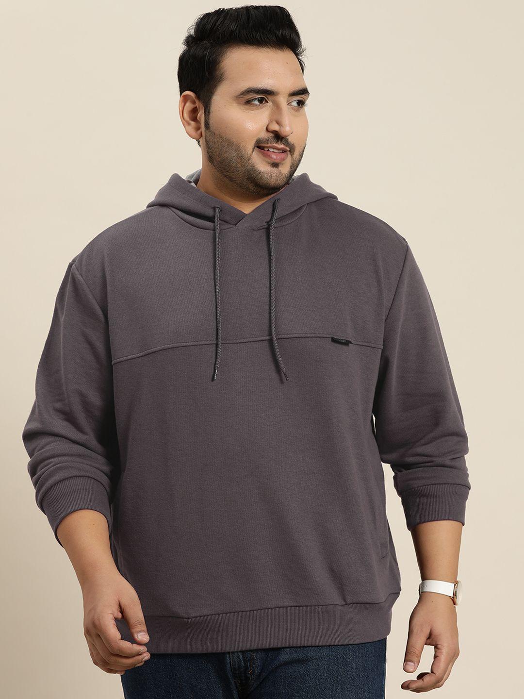 sztori plus size men solid hooded sweatshirt