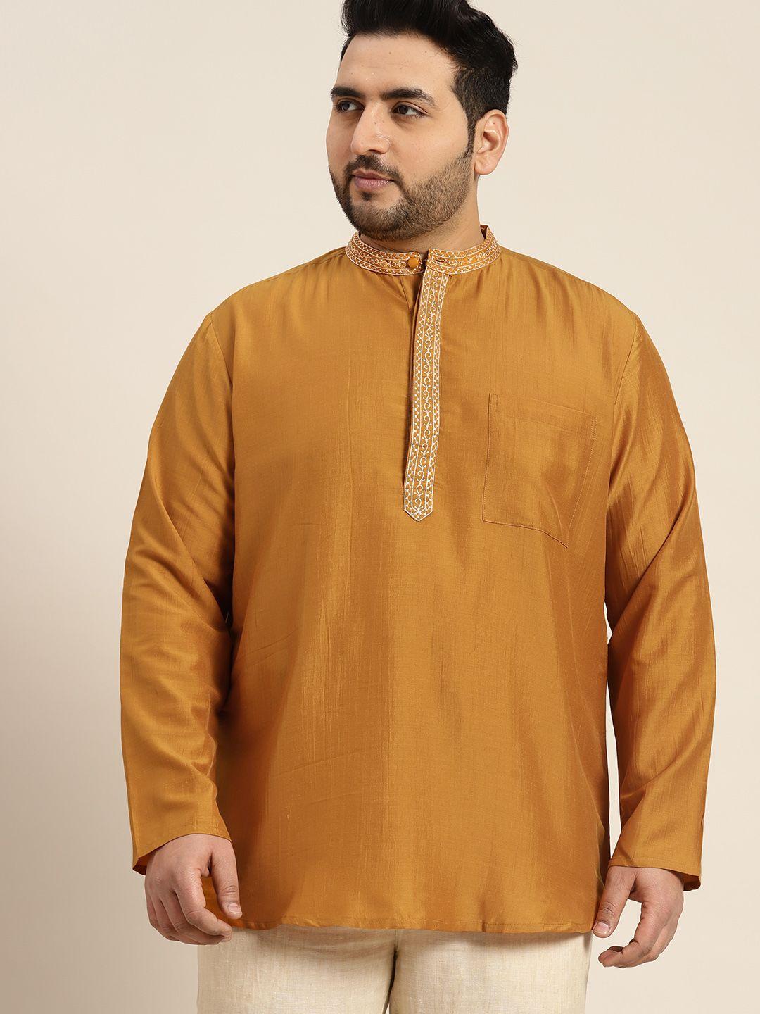 sztori plus size men yoke design embroidered kurta