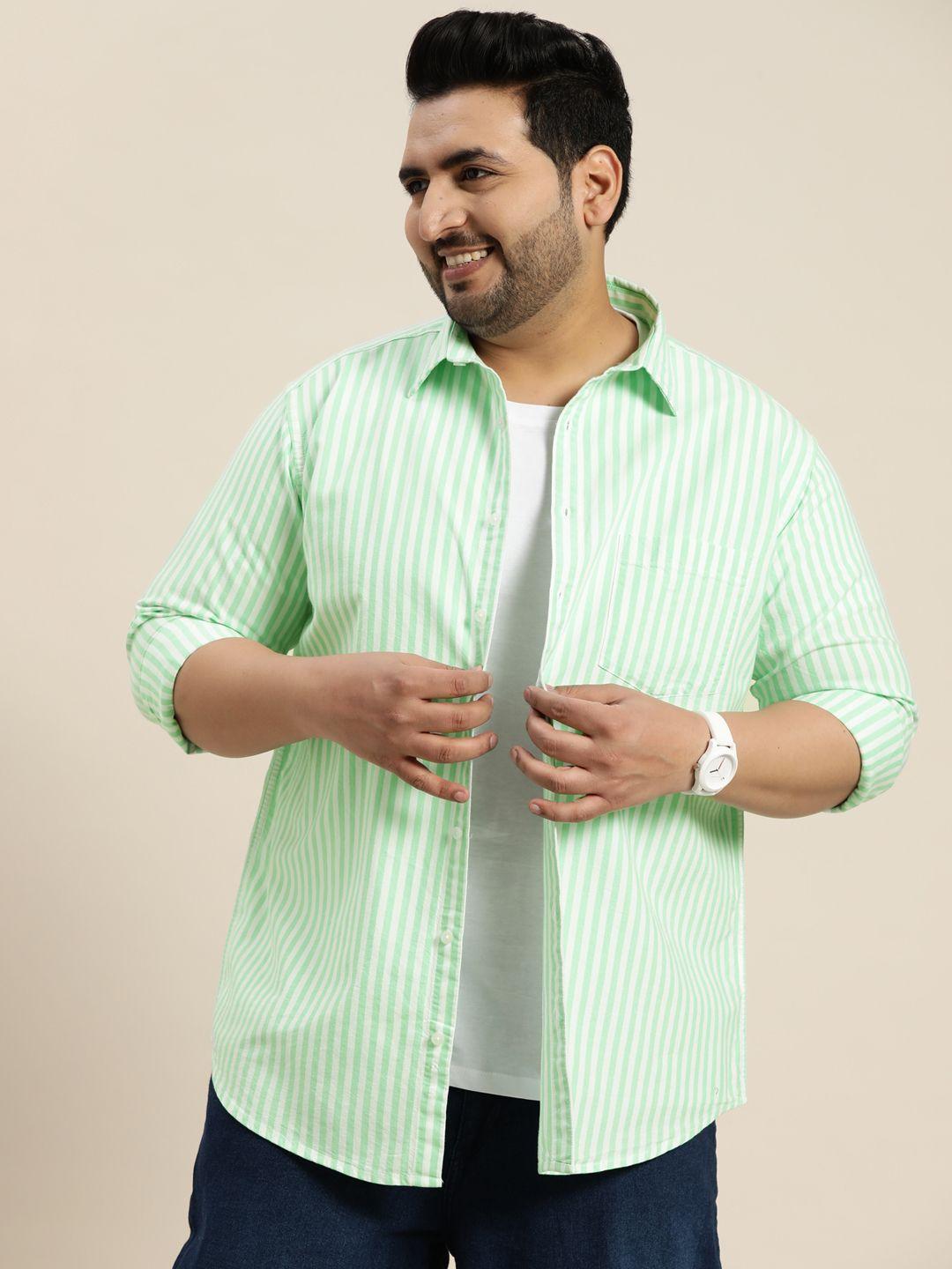 sztori plus size opaque striped casual shirt