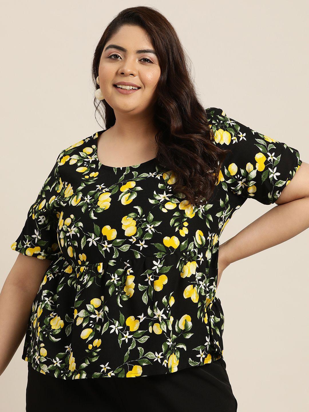 sztori plus size print puff sleeve top