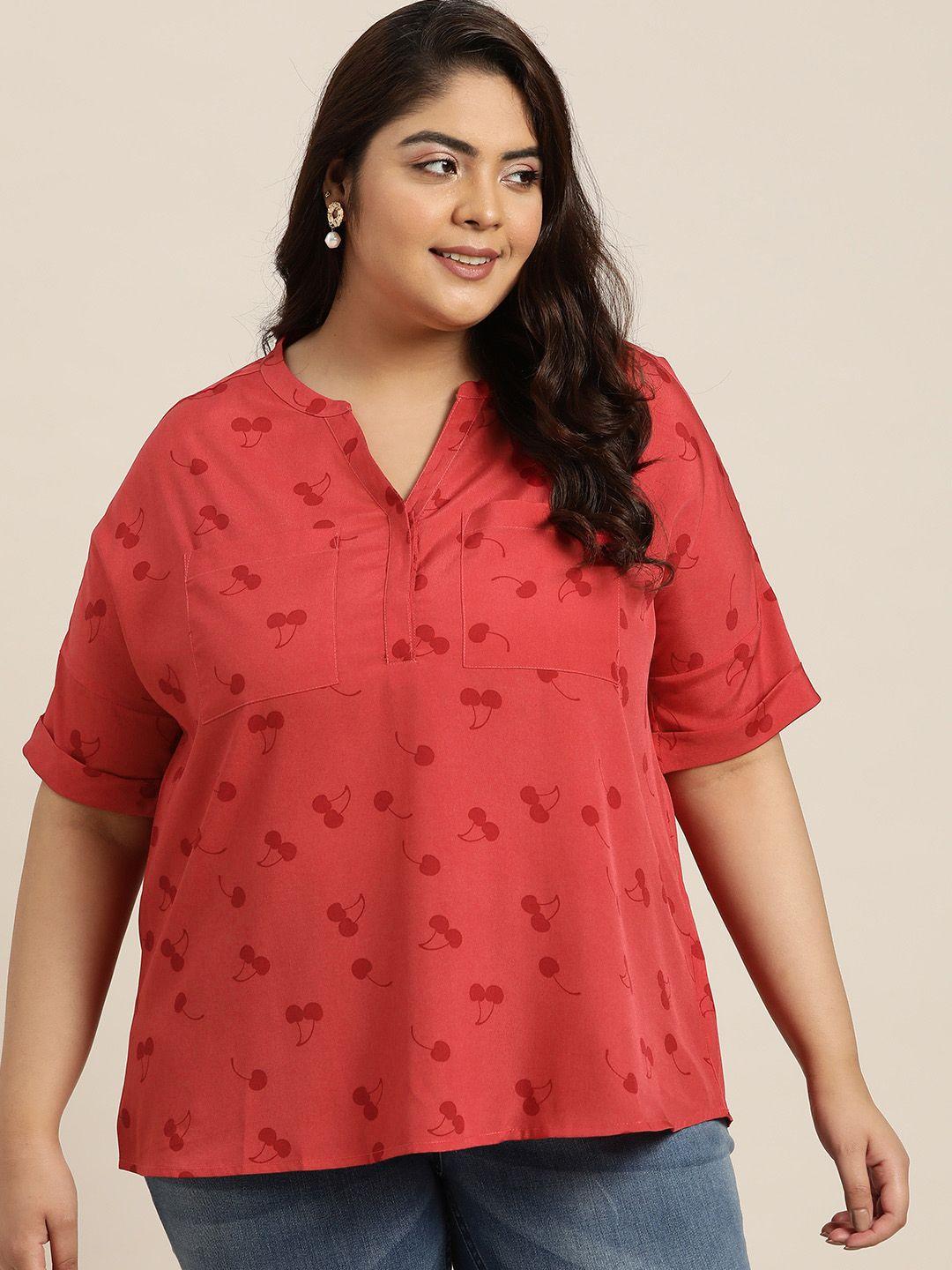 sztori plus size printed extended sleeves top