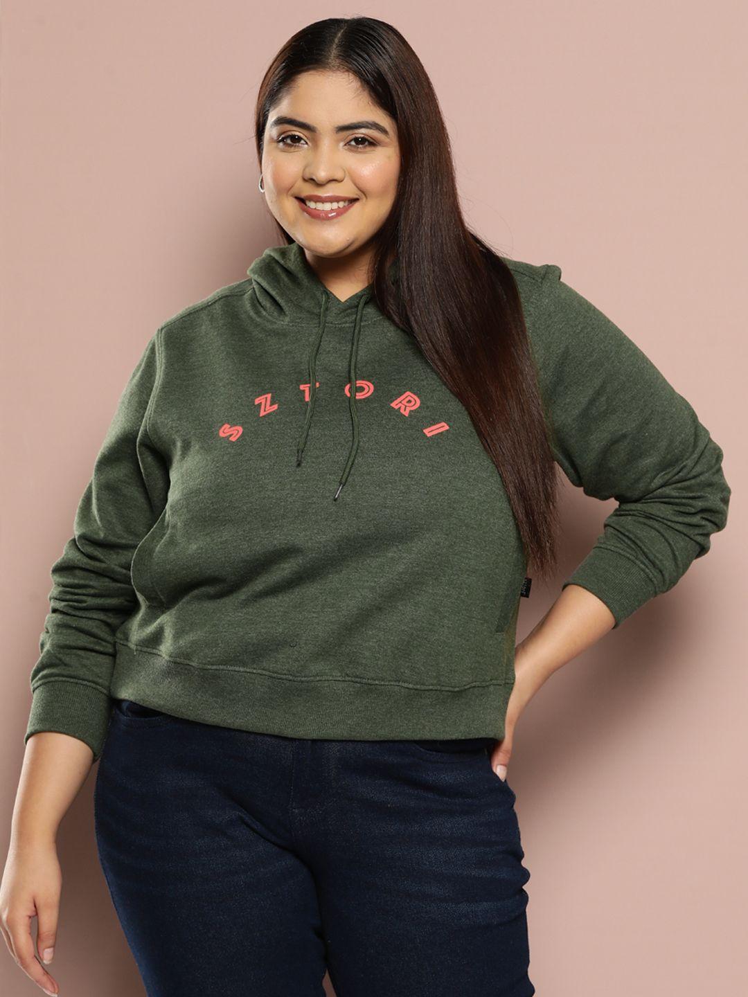 sztori plus size printed hooded sweatshirt