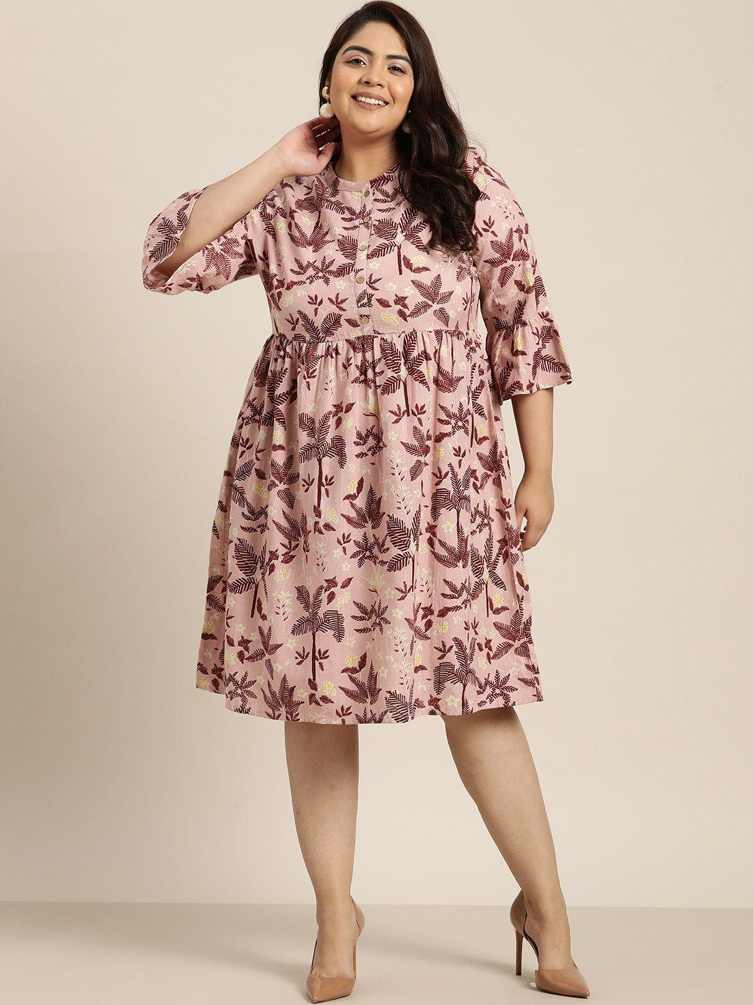 sztori plus size printed midi a-line dress