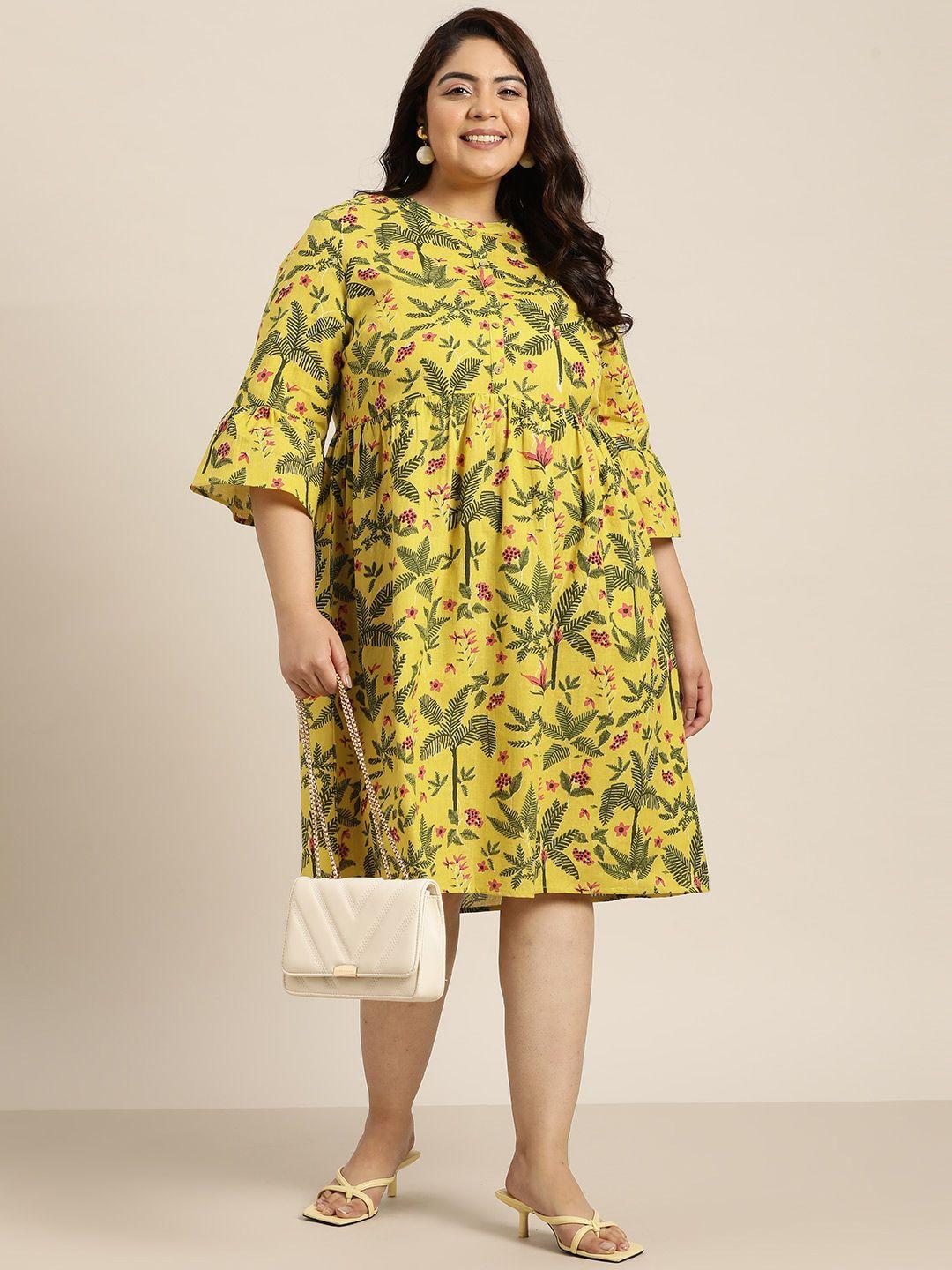 sztori plus size printed midi a-line dress