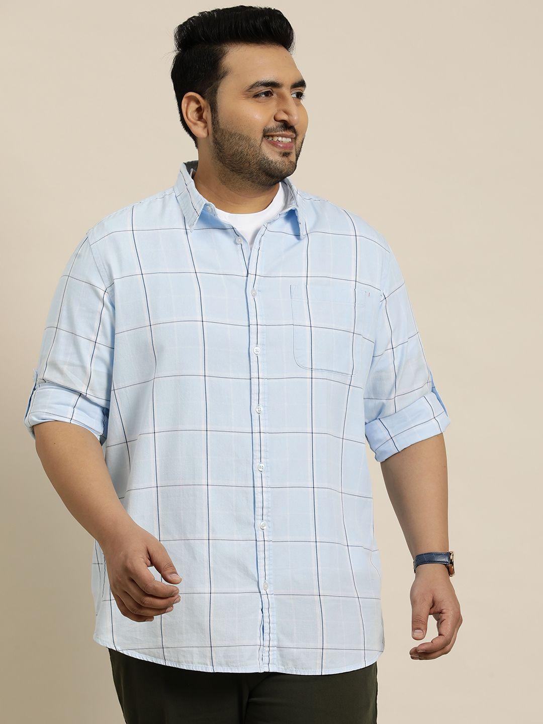 sztori plus size pure cotton checked casual shirt