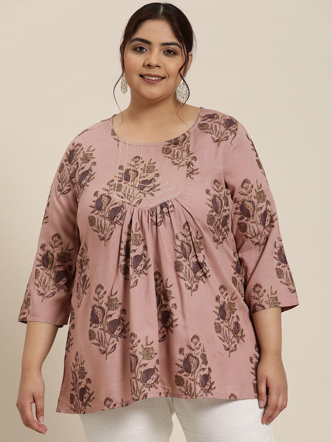 sztori plus size pure cotton floral printed tunic