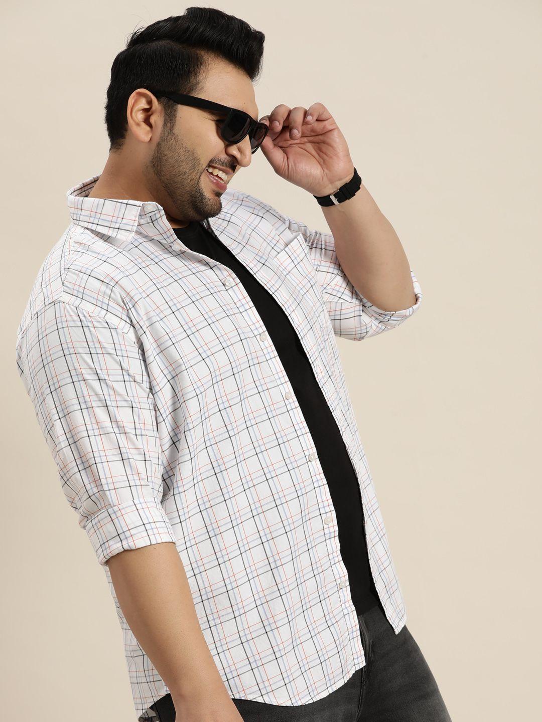 sztori plus size pure cotton opaque checked casual shirt