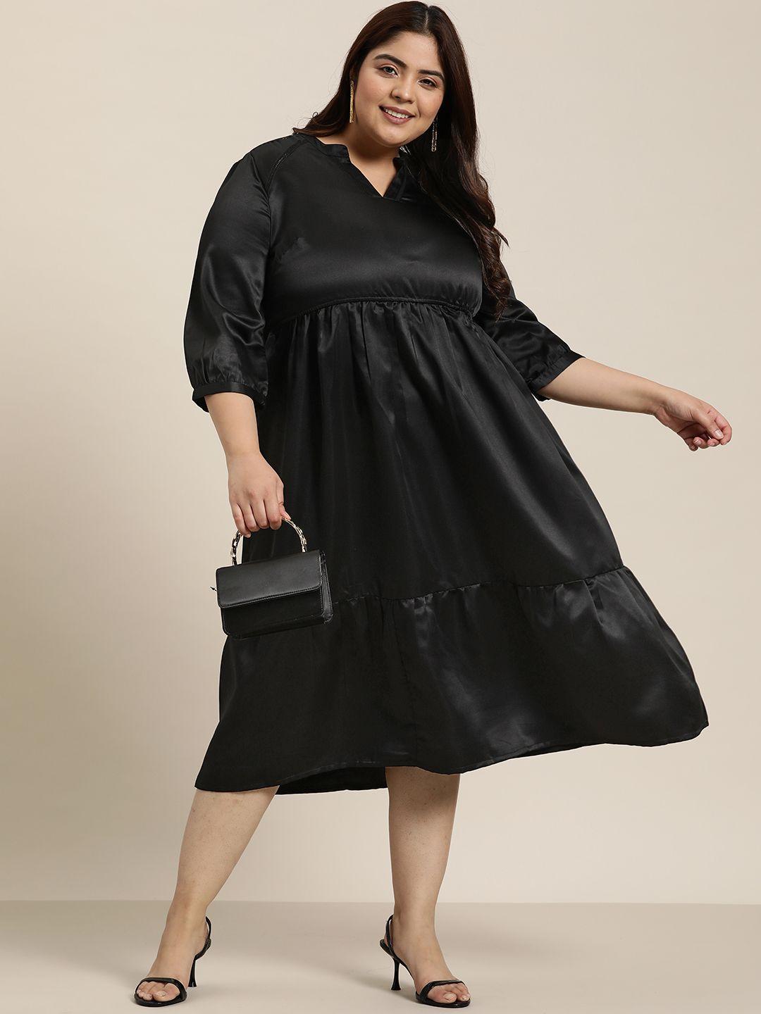 sztori plus size satin a-line midi dress