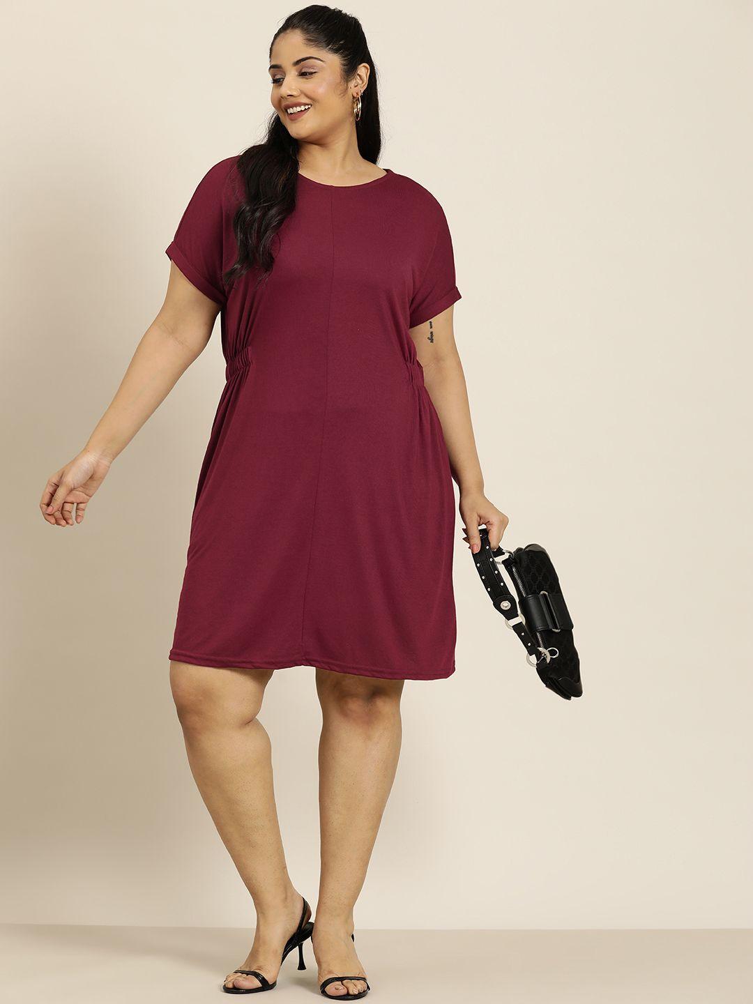 sztori plus size solid a-line dress with elasticated sides