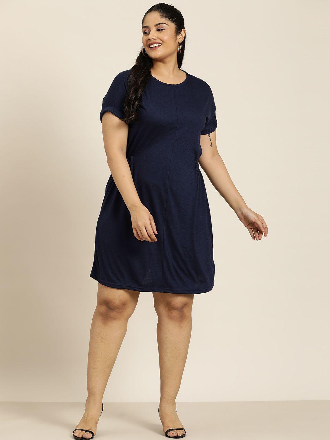 sztori plus size solid a-line dress with elasticated sides