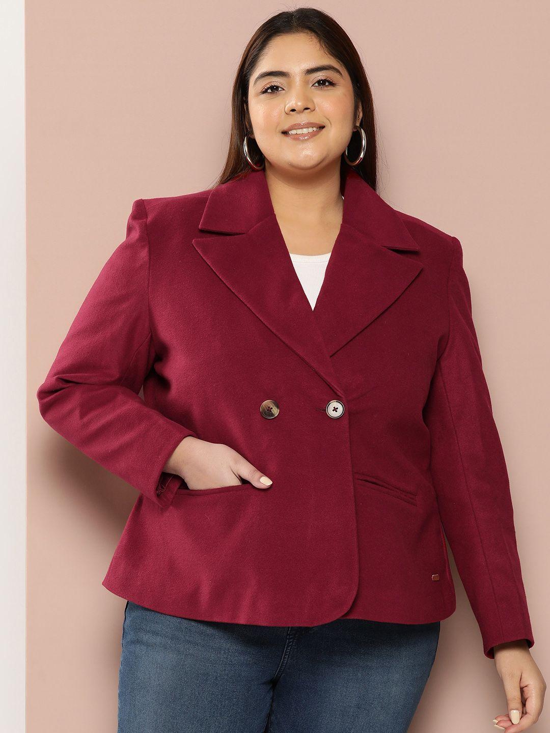 sztori plus size solid double-breasted over coat