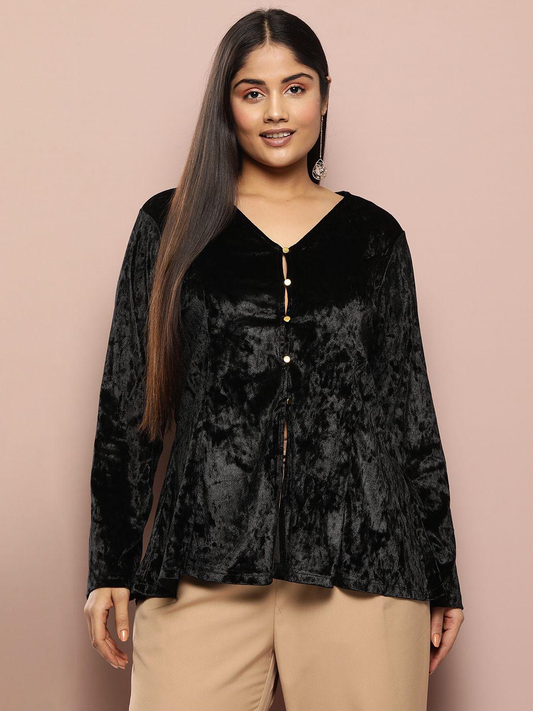 sztori plus size solid velvet top