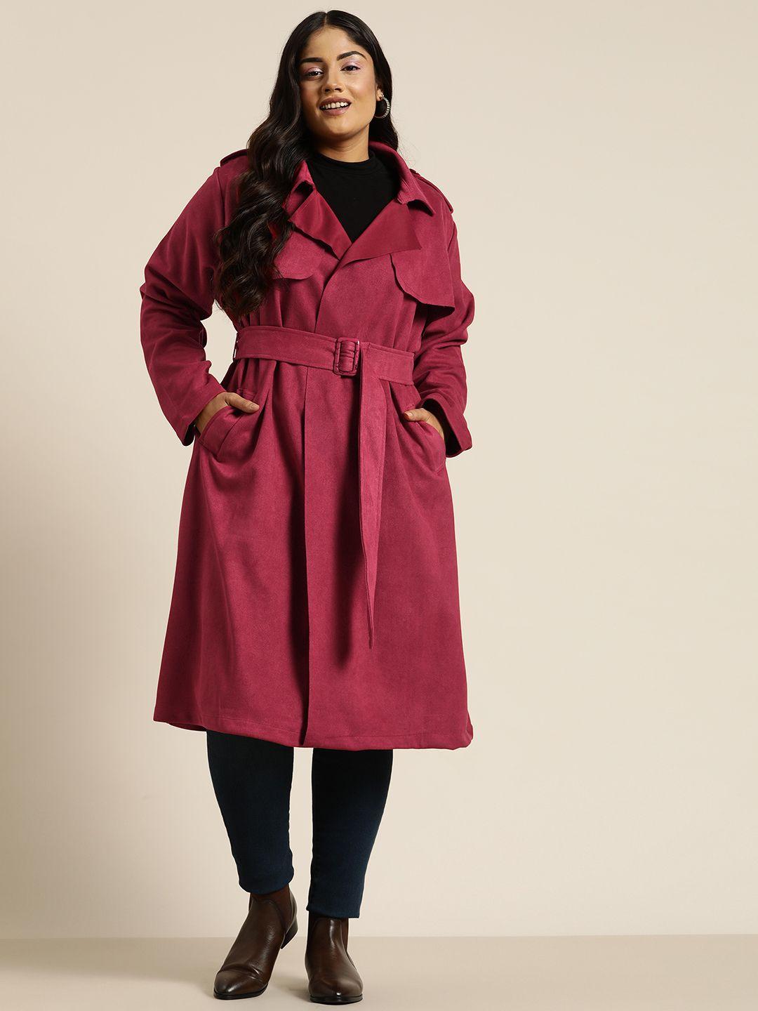 sztori plus size suede trench coat