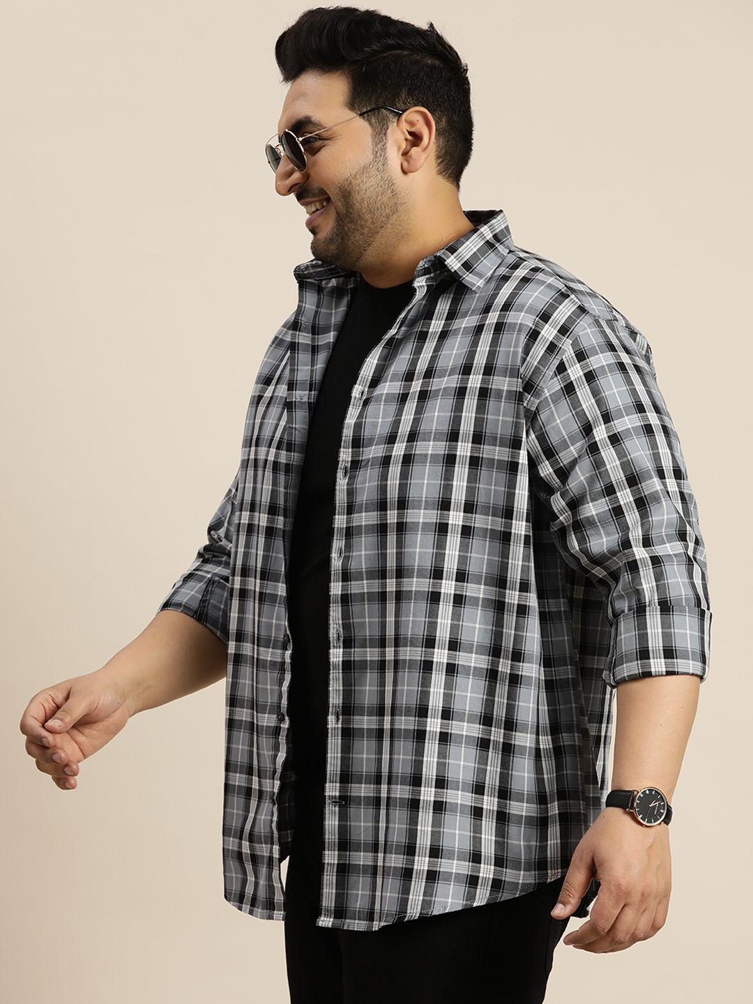 sztori plus size tartan opaque checked casual shirt