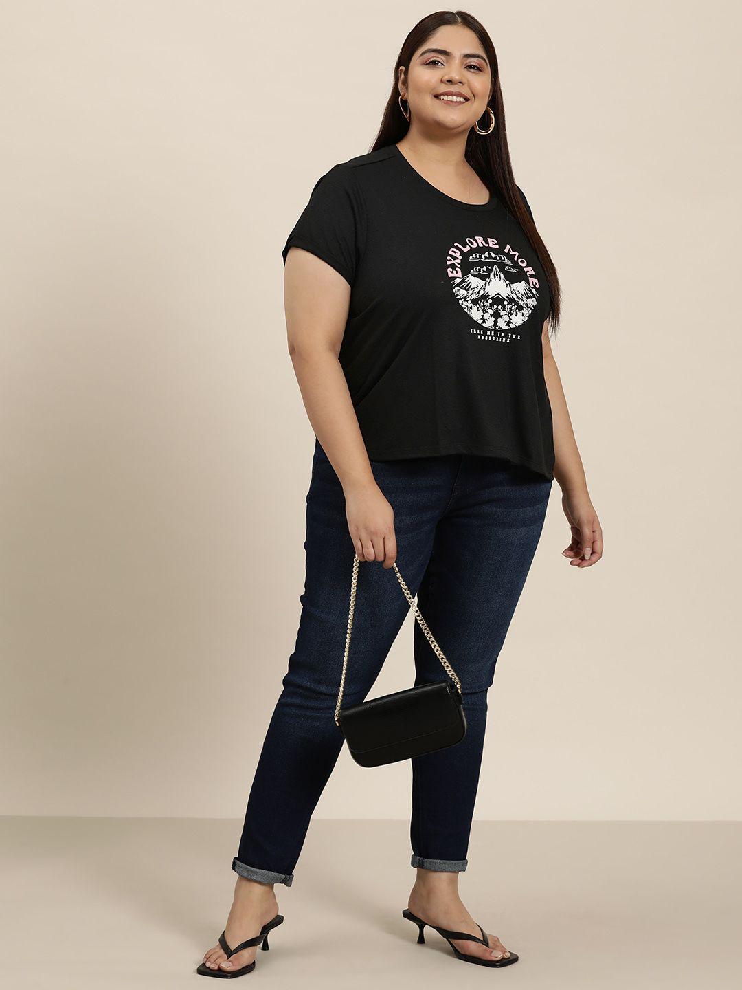 sztori plus size typography printed t-shirt