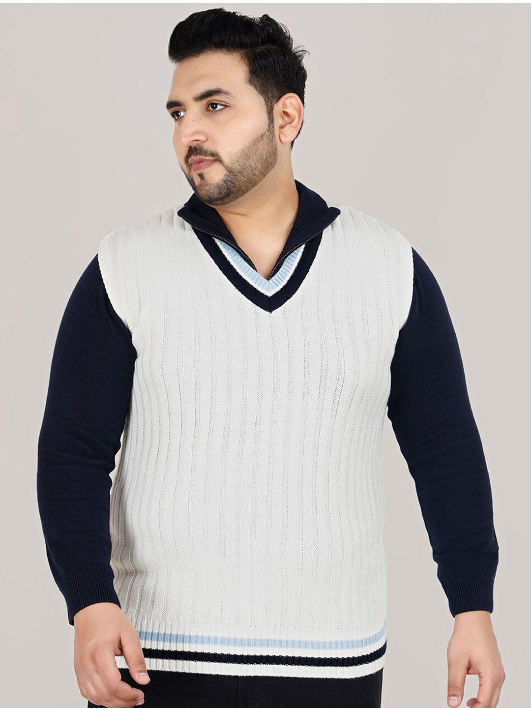 sztori plus size v-neck self design acrylic sweater vest sweater