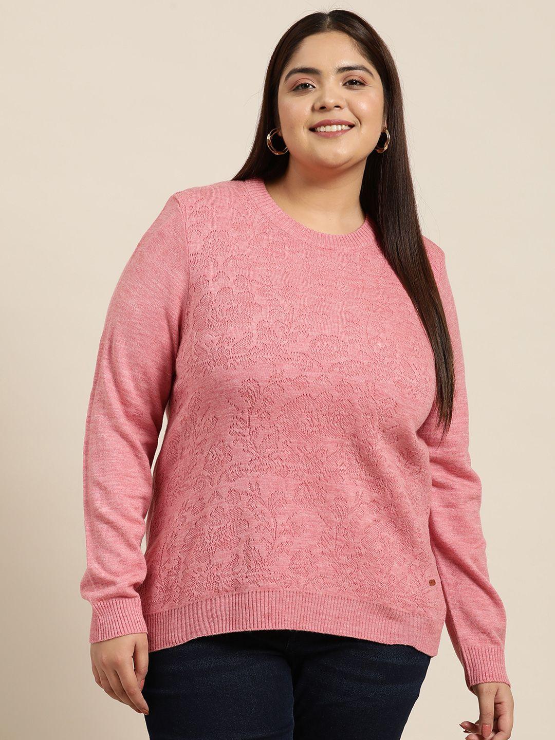 sztori plus size women acrylic self-design pullover