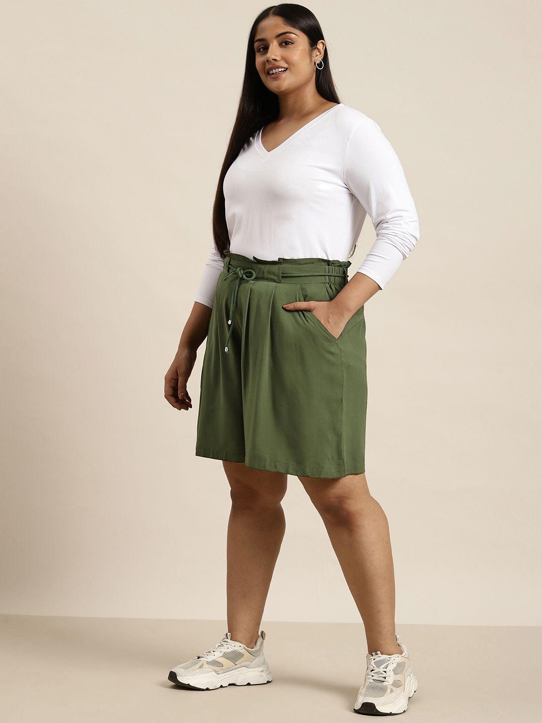 sztori plus size women solid high-rise shorts