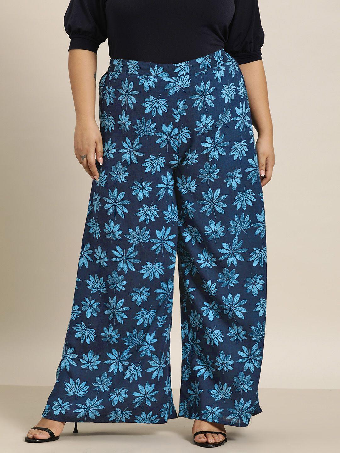 sztori plus size women tropical printed ethnic trousers