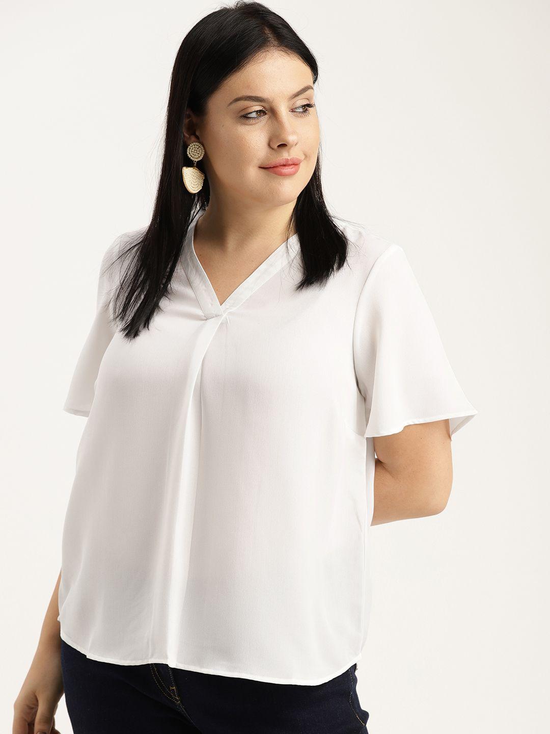 sztori plus size women white solid top