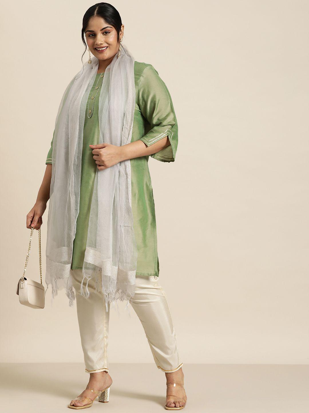 sztori semi-sheer fringed dupatta