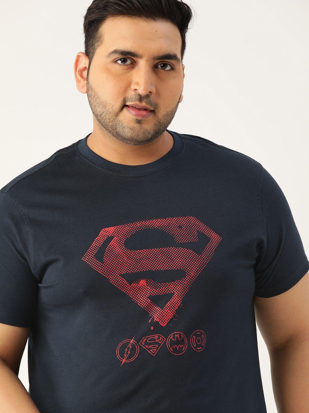 sztori superman men plus size navy blue  red pure cotton superman print pure cotton t-shirt