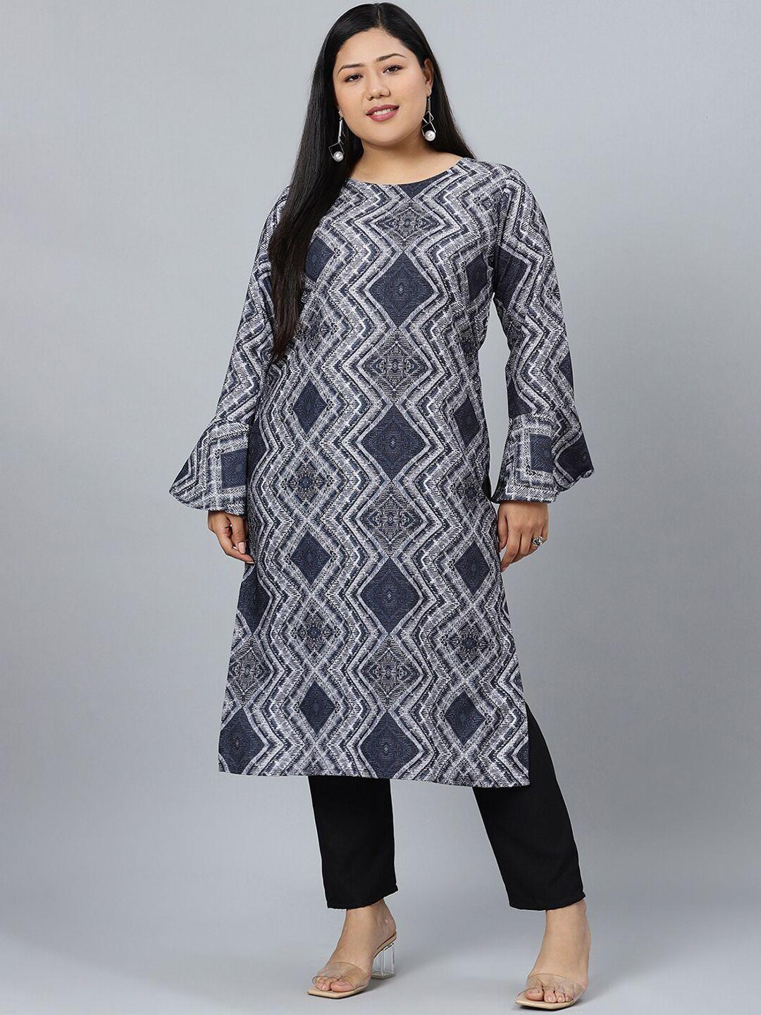 sztori women black printed regular kurta with trousers