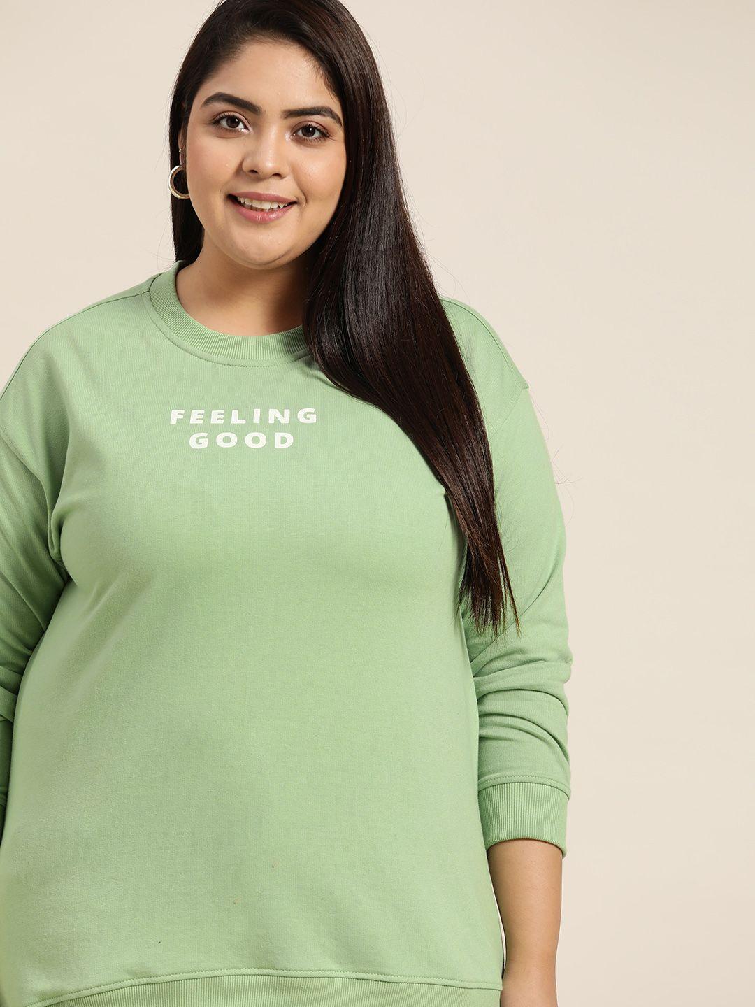 sztori women green plus size sweatshirt with printed detail