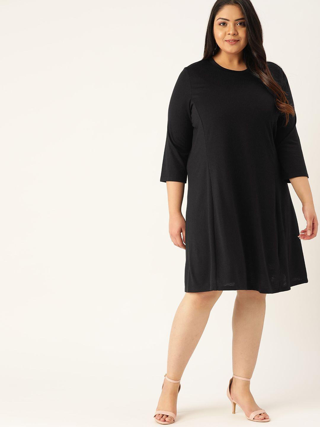 sztori women plus size  black solid a-line dress