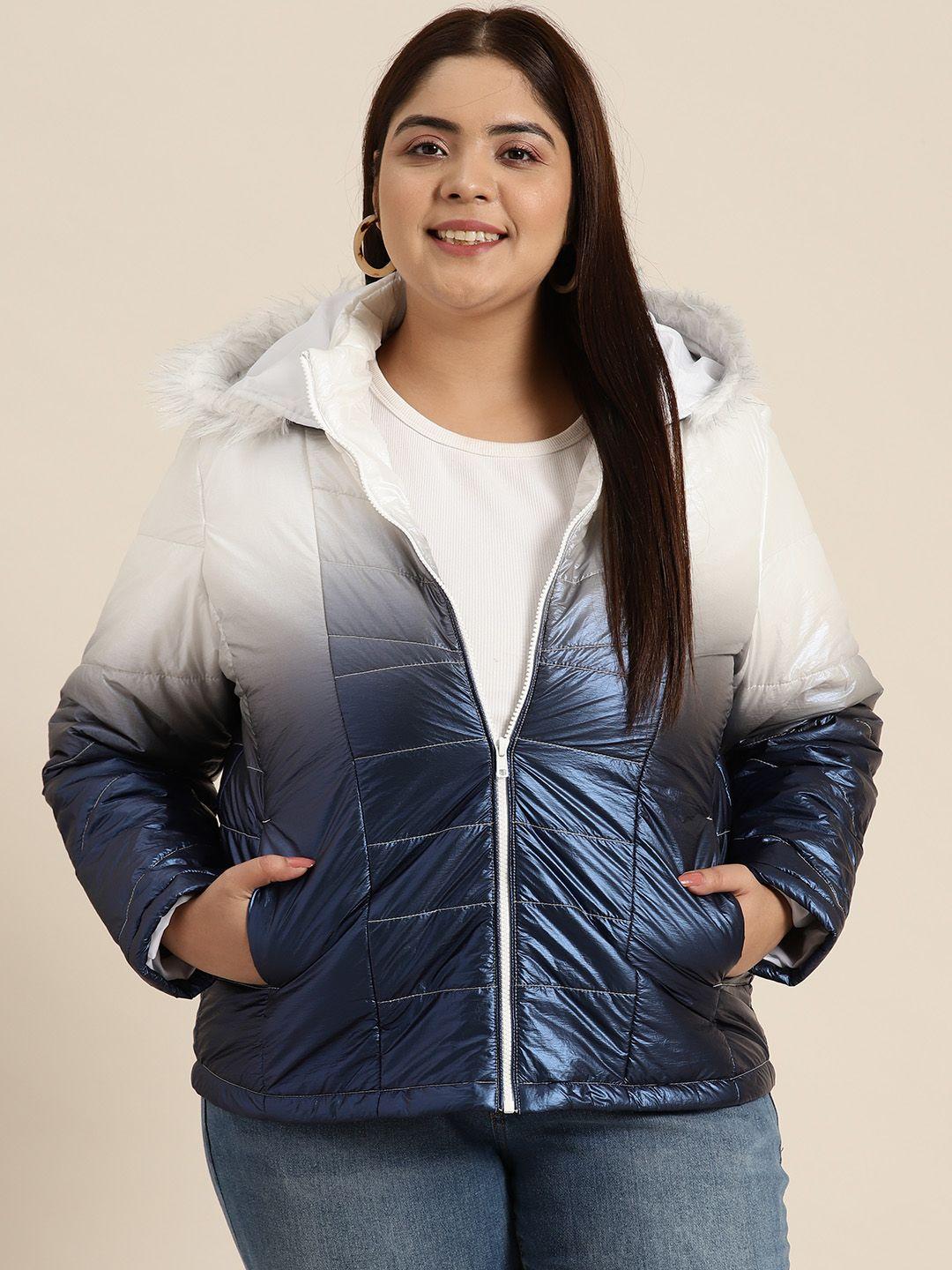 sztori women plus size faux fur trim ombre puffer jacket