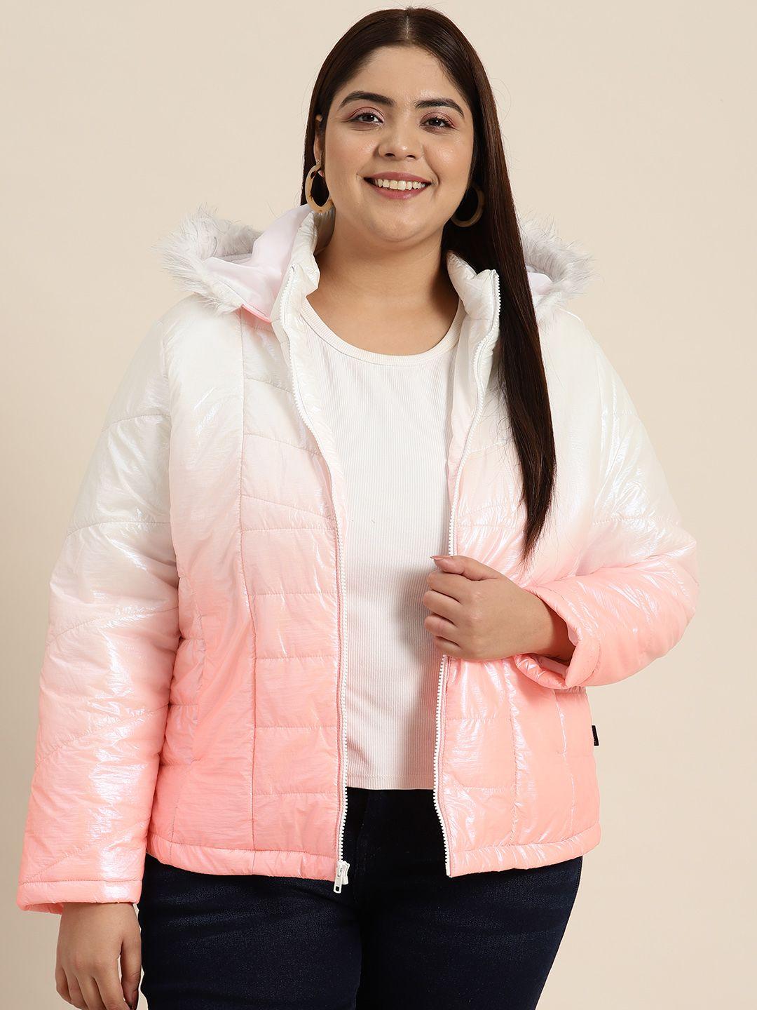 sztori women plus size faux fur trim ombre puffer jacket