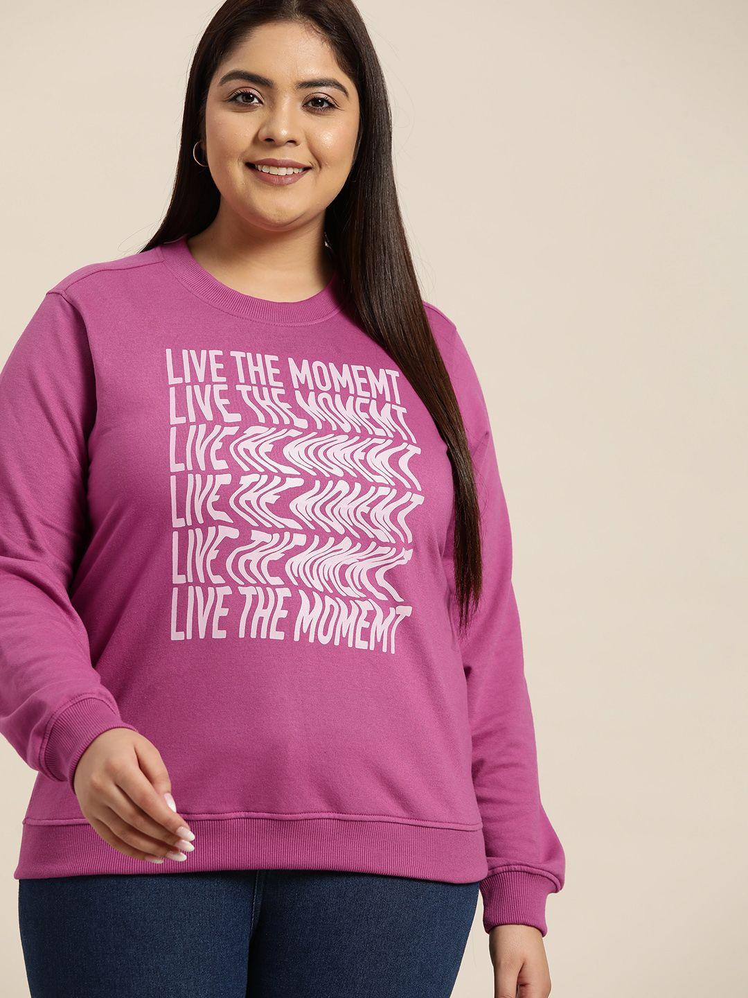 sztori women plus size magenta printed sweatshirt