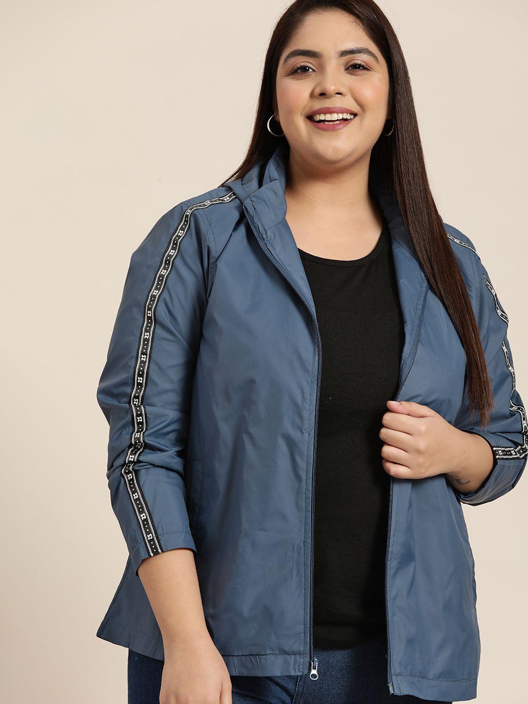 sztori women plus size navy blue windcheater jacket