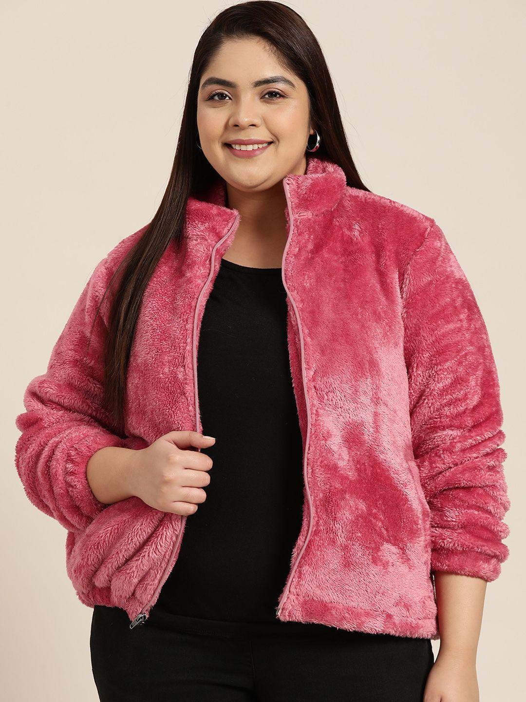 sztori women plus size pink tailored faux fur jacket