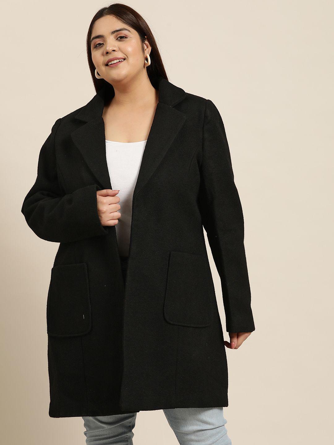 sztori women plus size solid open-front overcoat