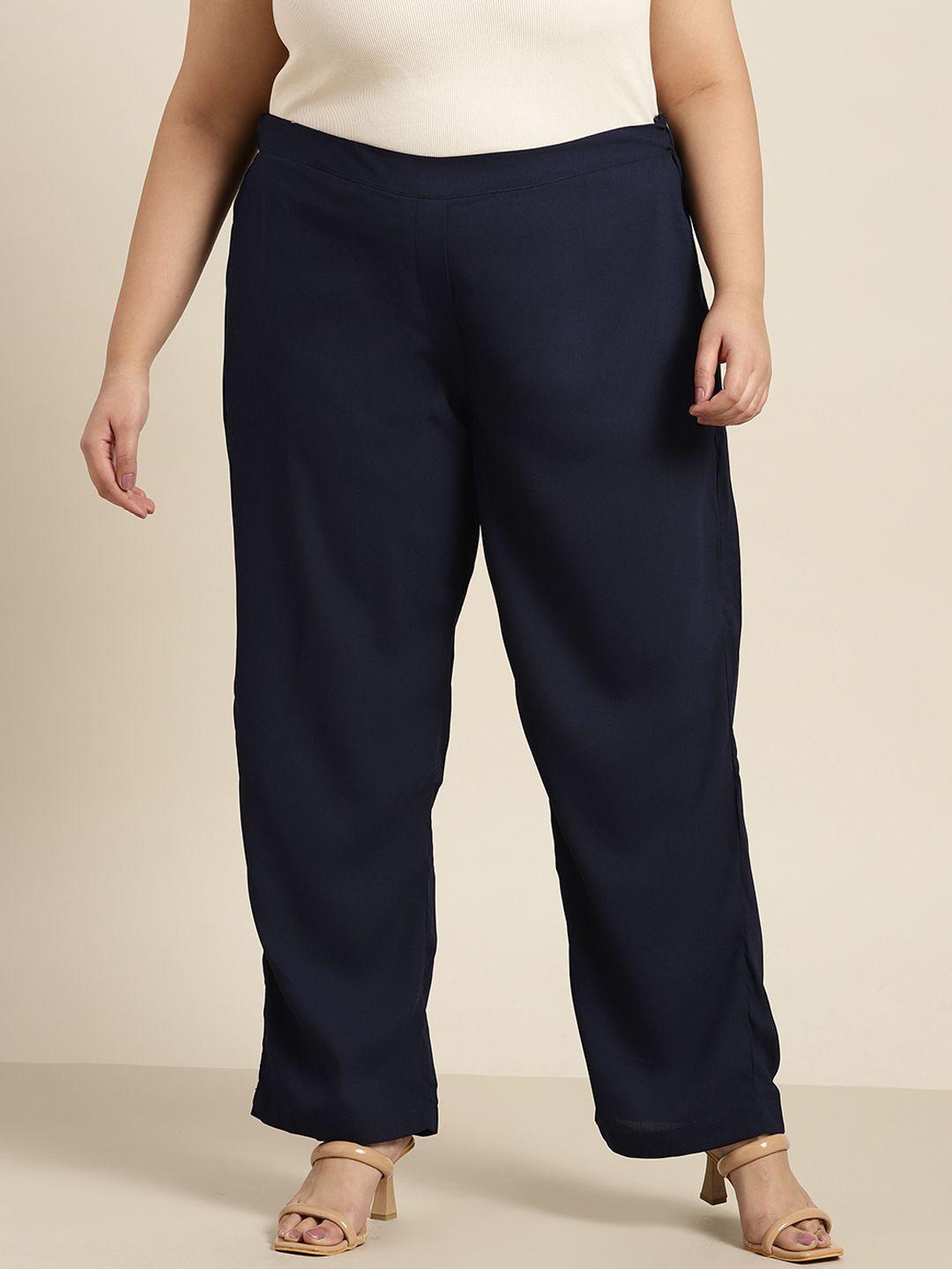 sztori women plus size solid straight fit trousers