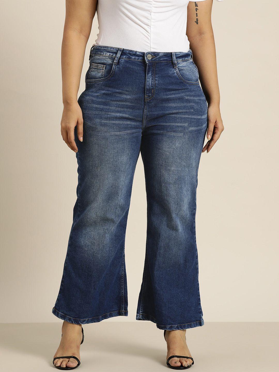 sztori women plus size wide leg light fade stretchable jeans