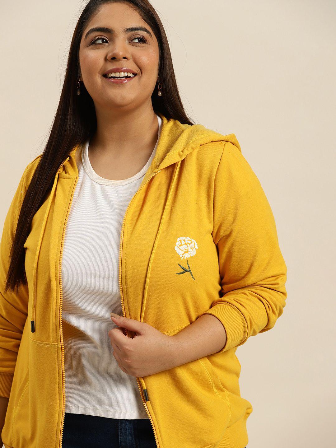 sztori women plus size yellow hooded sweatshirt