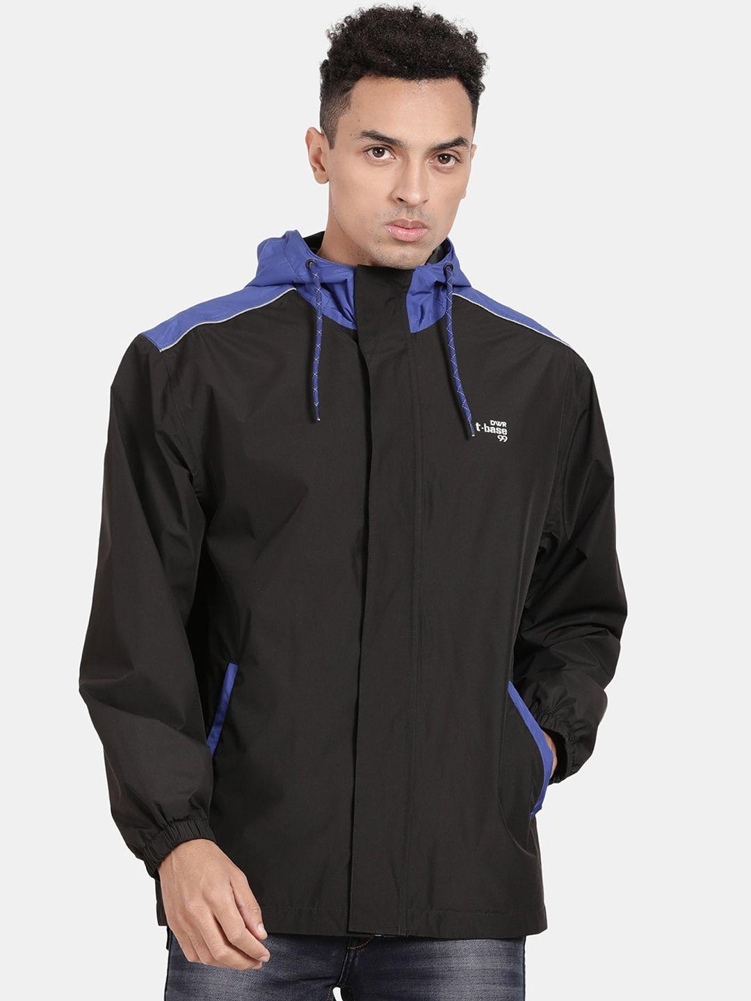 t-base men blue windcheater and water resistant sporty jacket