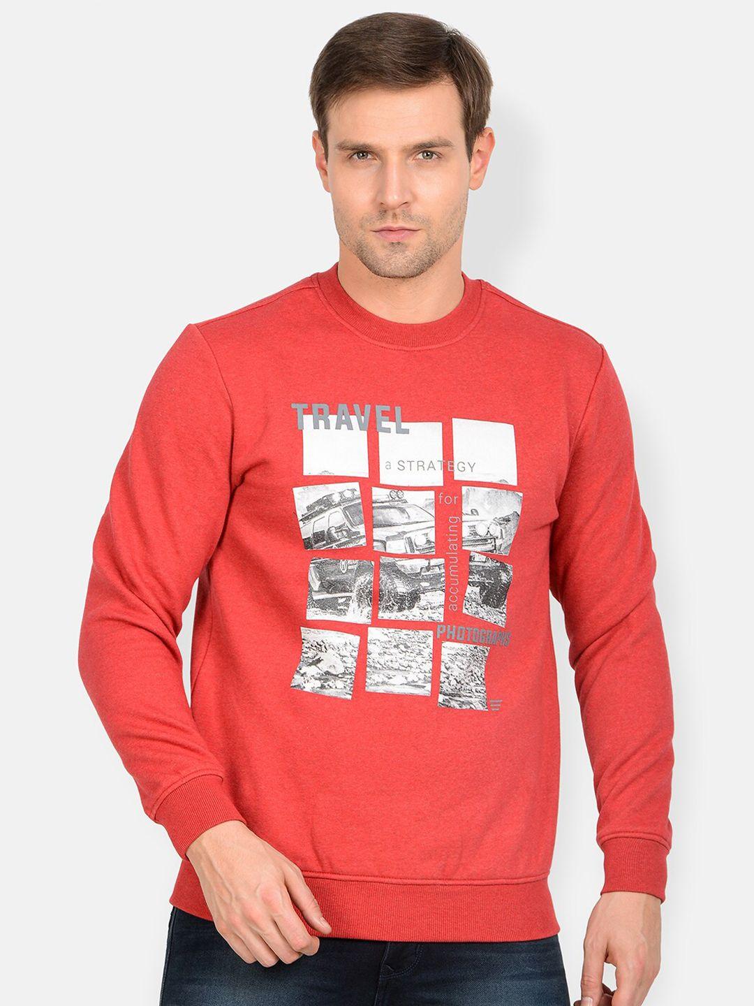 t-base men plus size red & grey printed cotton sweatshirt