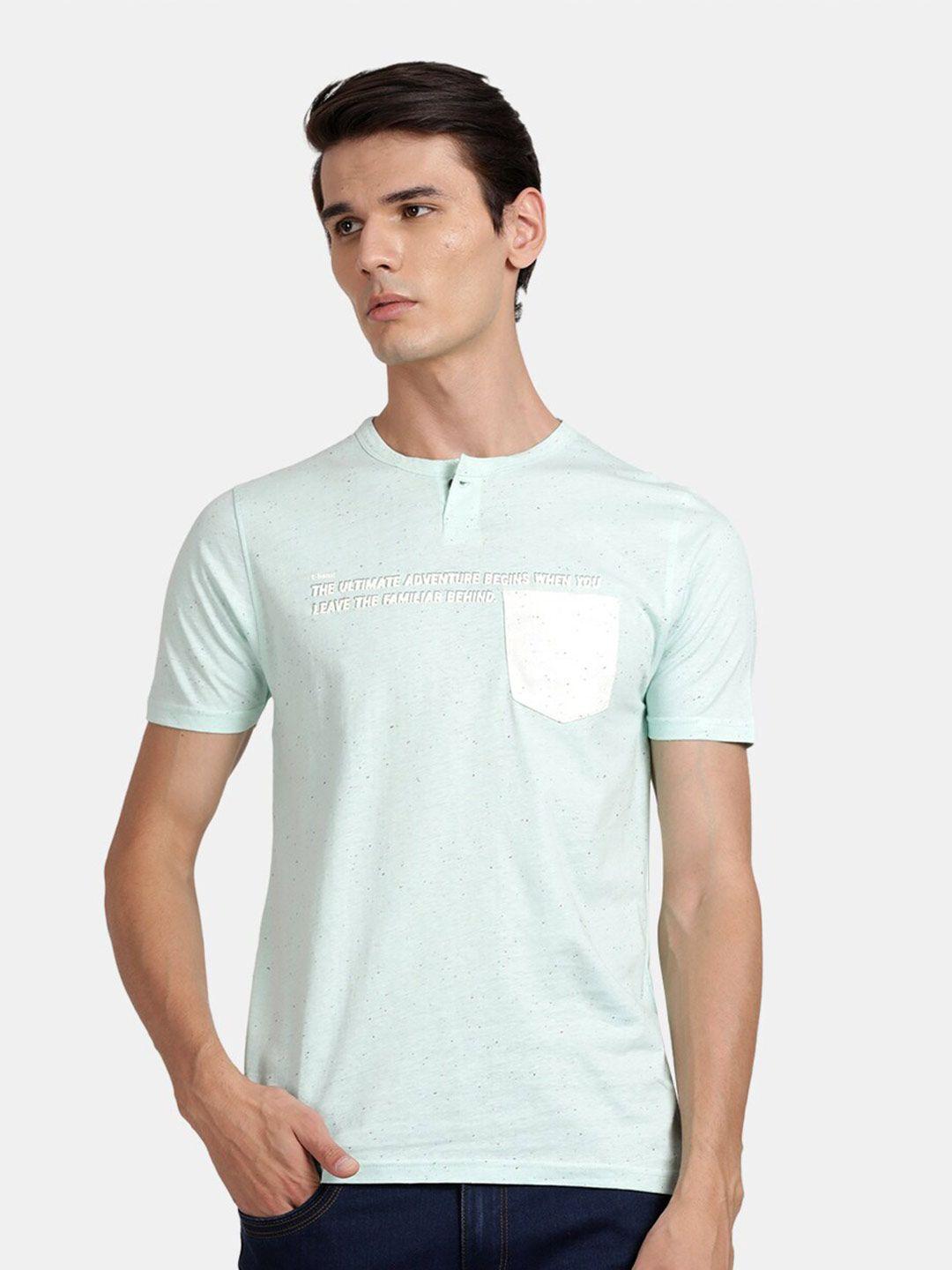 t-base men printed henley neck cotton t-shirt