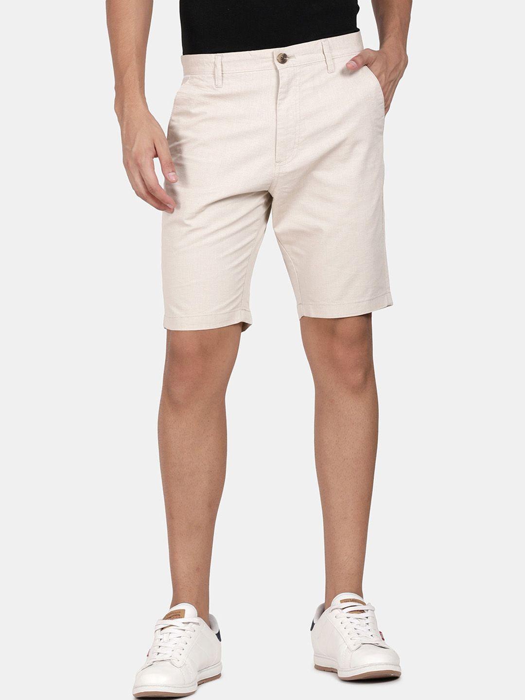 t-base men regular fit mid-rise cotton dobby stretch chino shorts
