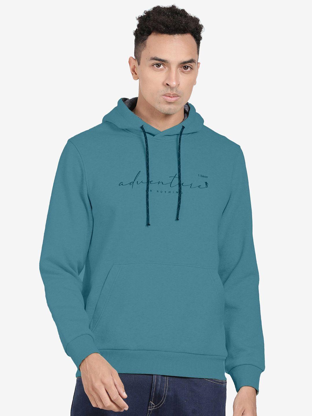 t-base typography printed hooded cotton sweatshirt