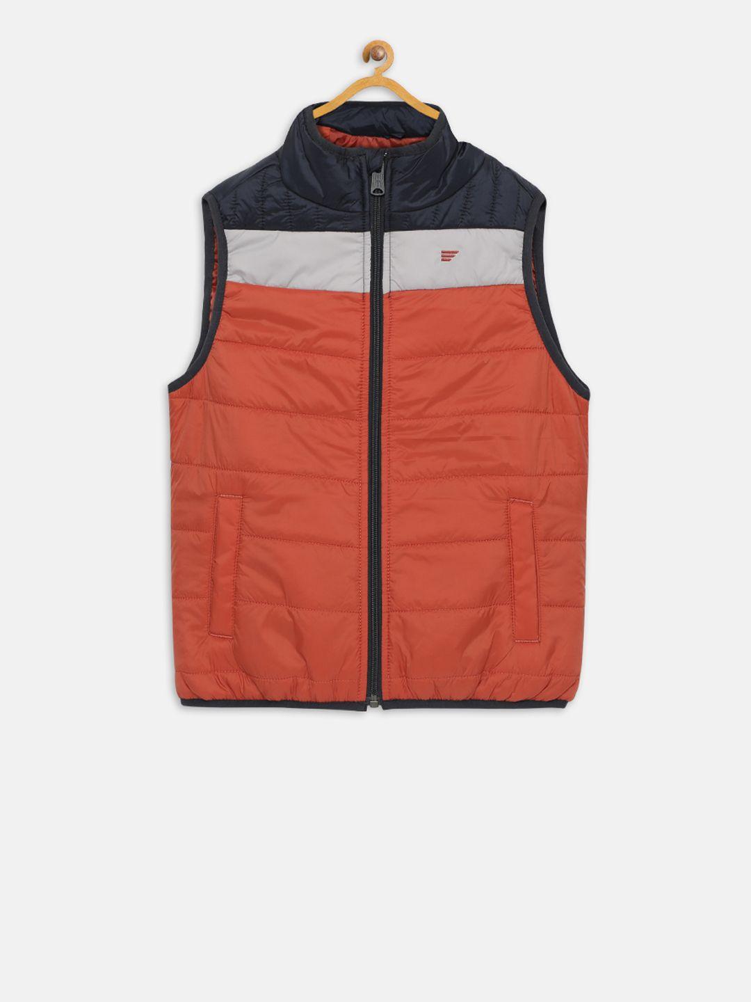 t-base boys orange colourblocked lightweight jacket