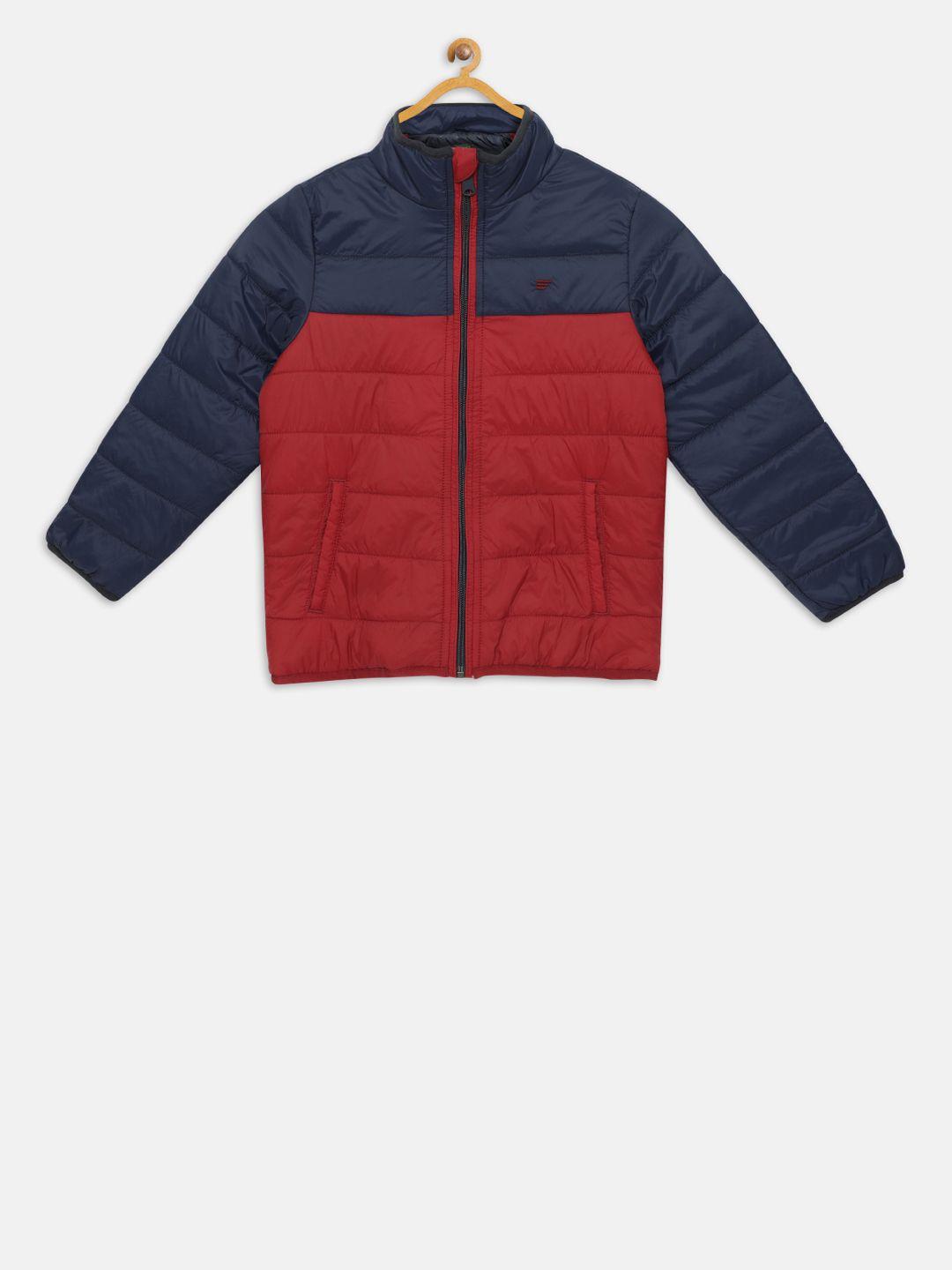 t-base boys red colourblocked lightweight jacket