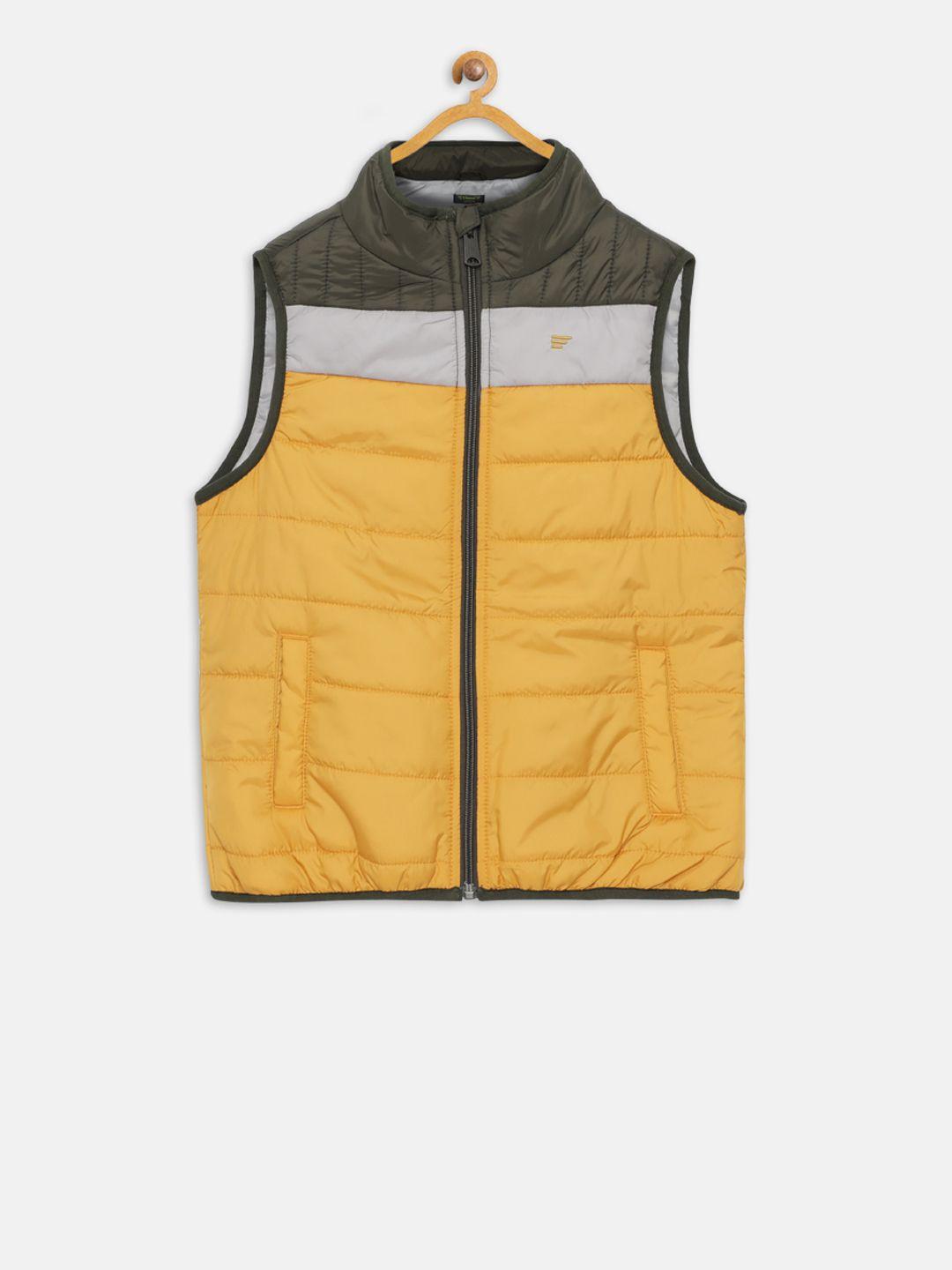 t-base boys yellow colourblocked lightweight jacket