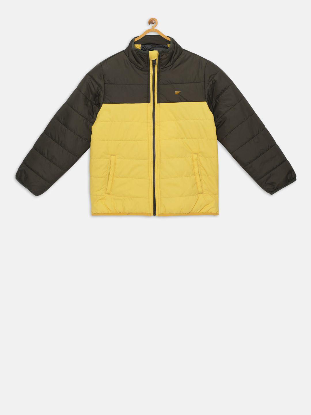 t-base boys yellow colourblocked lightweight jacket